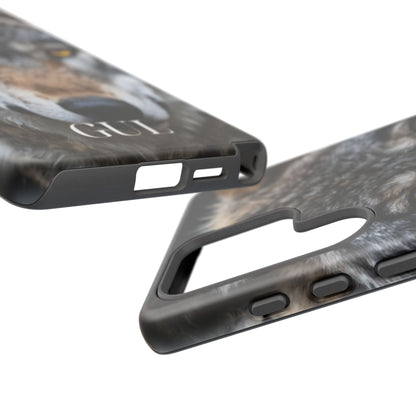 Wolf Eyes Phone Case — Fierce Wildlife iPhone Protective Case with ‘GUL’ Text