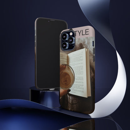 Cozy Reading Phone Case — Coffee &amp; Book Protective Cover