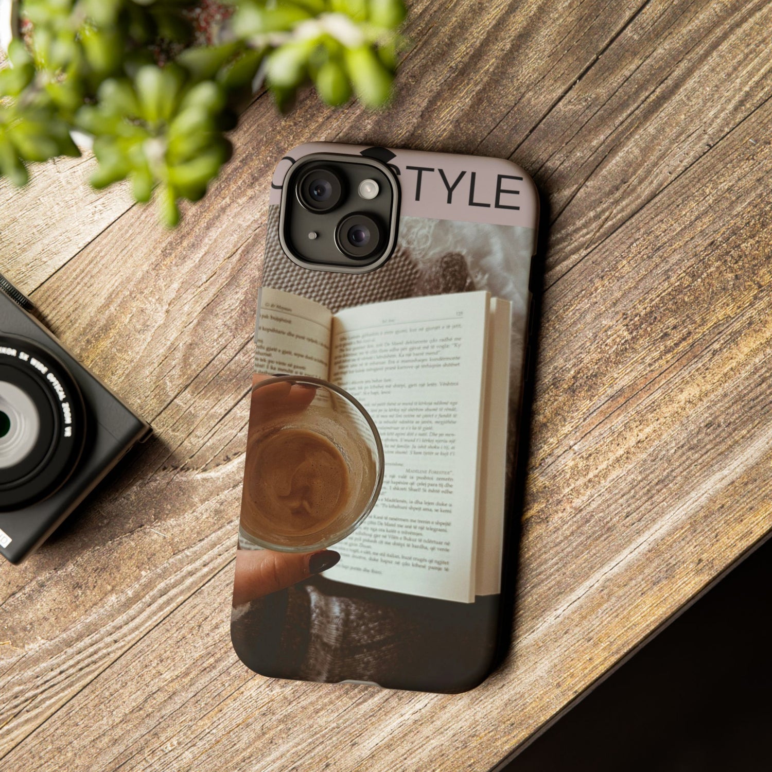 Cozy Reading Phone Case — Coffee &amp; Book Protective Cover