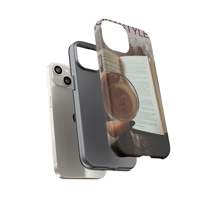 Cozy Reading Phone Case — Coffee &amp; Book Protective Cover