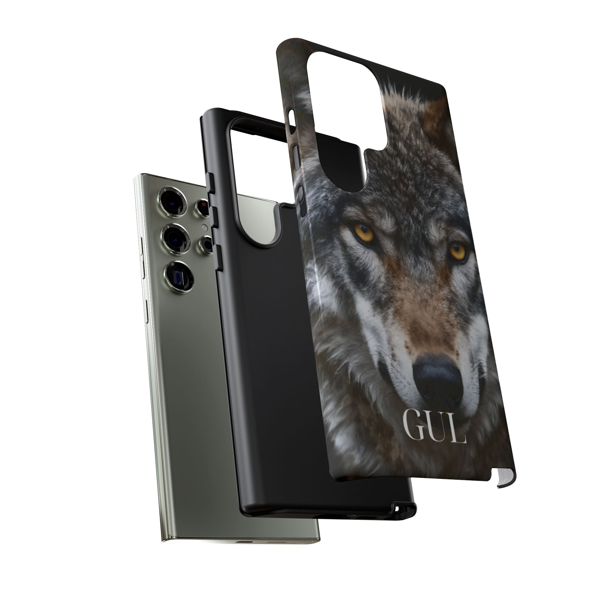 Wolf Eyes Phone Case — Fierce Wildlife iPhone Protective Case with ‘GUL’ Text