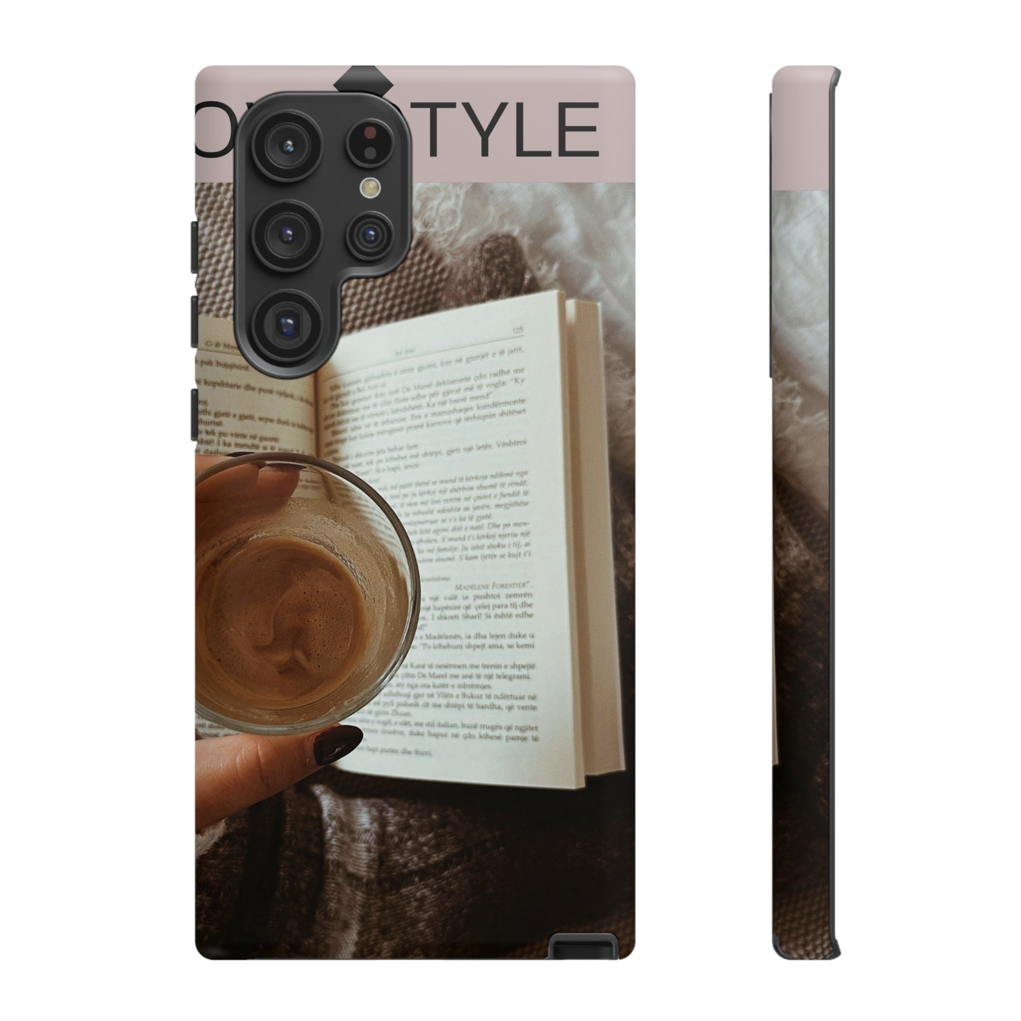 Cozy Reading Phone Case — Coffee &amp; Book Protective Cover