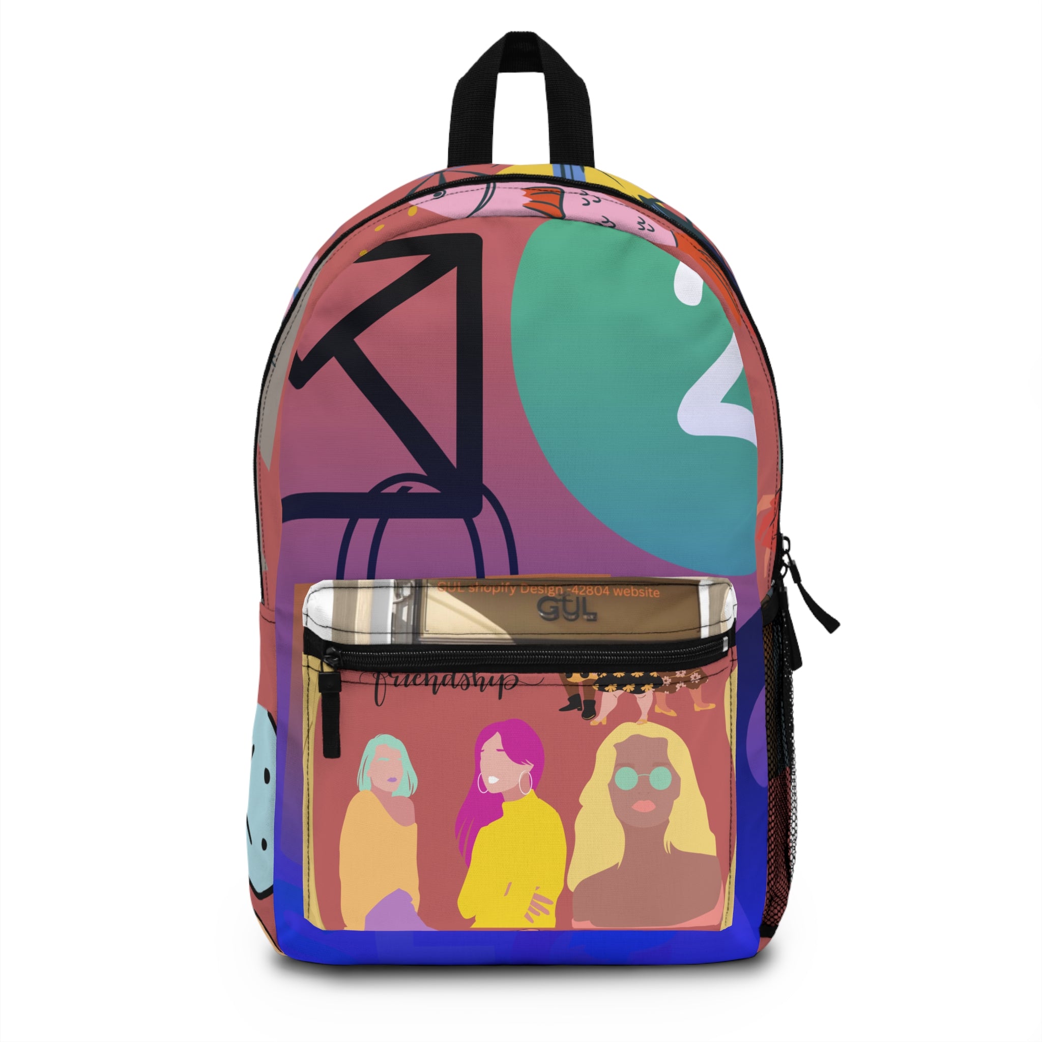 Custom Design Backpack | Retro Pop Art Smiley Feminine School Bag