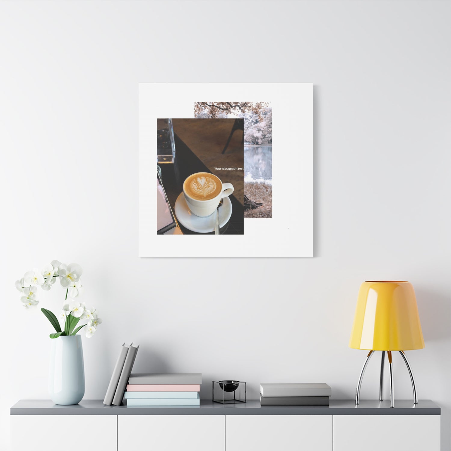 Latte &amp; Landscape Matte Canvas Wall Art — Coffee Shop Photo Collage
