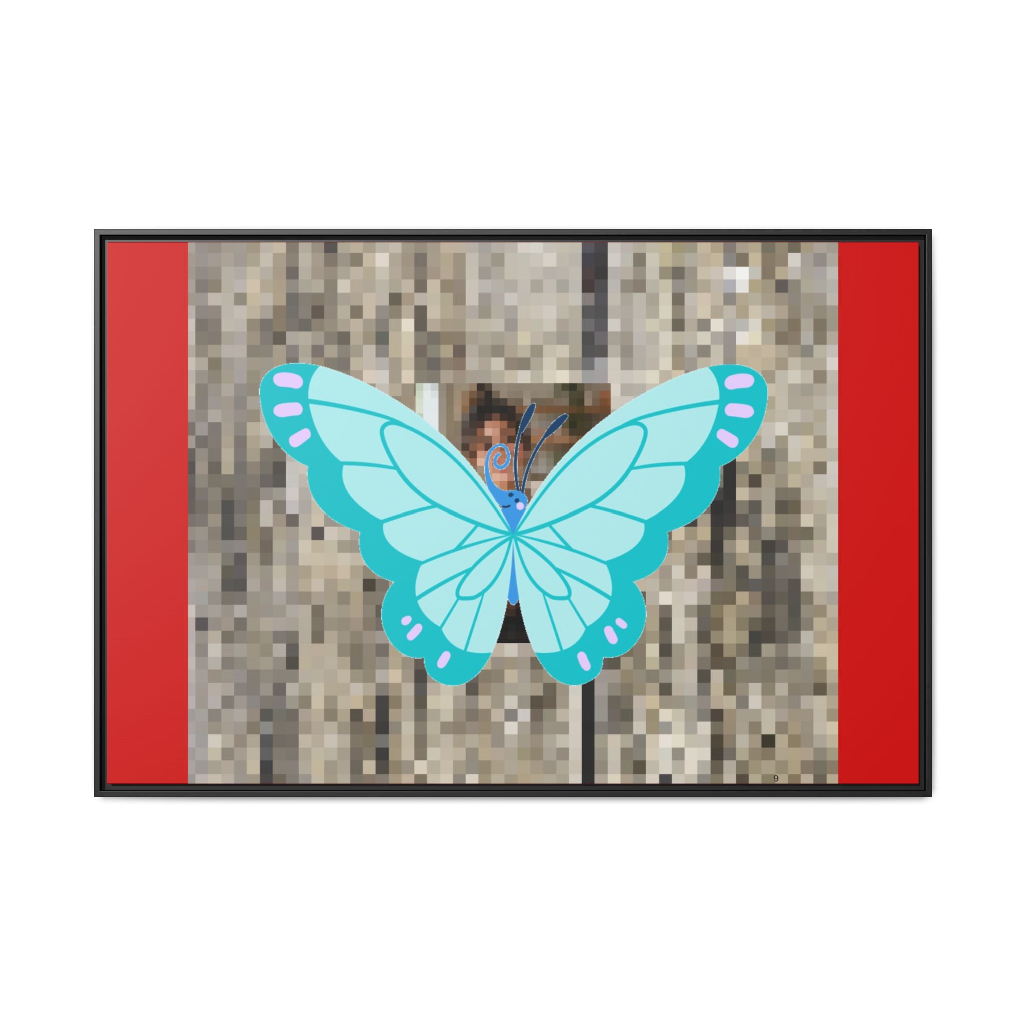 Blue Butterfly Framed Canvas Art – Matte Multi‑Color Wall Print