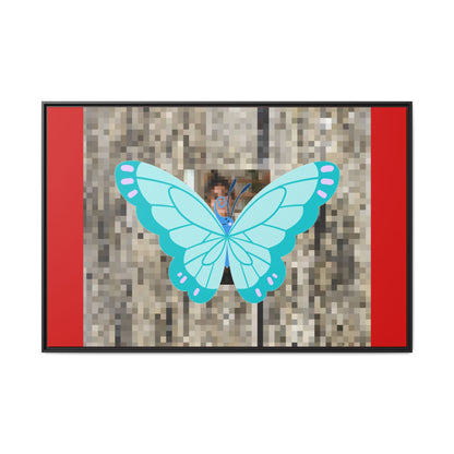 Blue Butterfly Framed Canvas Art – Matte Multi‑Color Wall Print