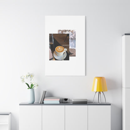 Latte &amp; Landscape Matte Canvas Wall Art — Coffee Shop Photo Collage