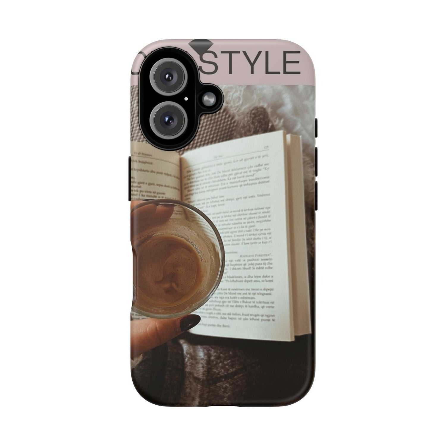 Cozy Reading Phone Case — Coffee &amp; Book Protective Cover