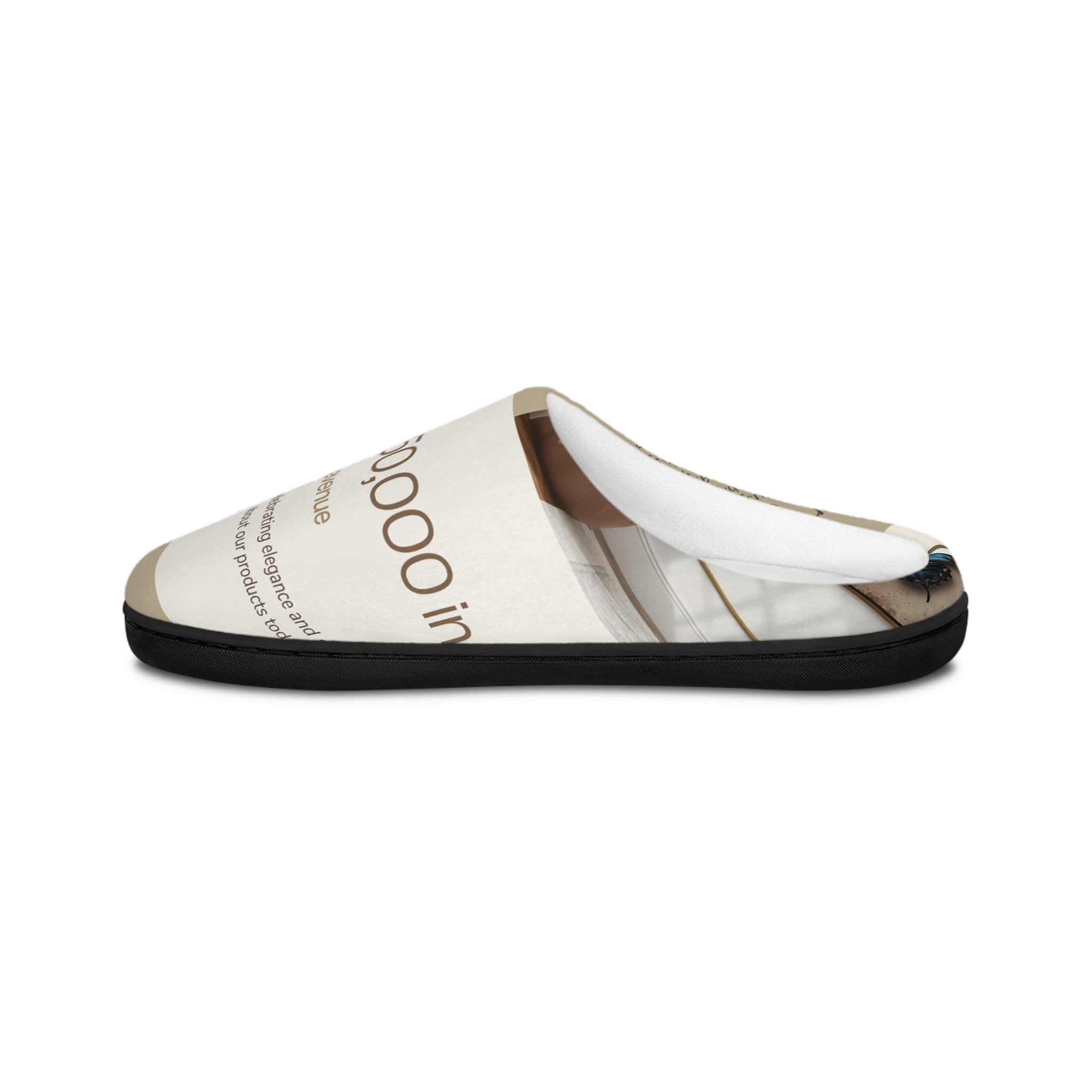 Cozy Beige Home Slippers for Men — Neutral Lifestyle Print