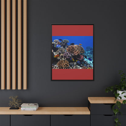 Framed Coral Reef Matte Canvas Wall Art — Tropical Ocean Photography Print