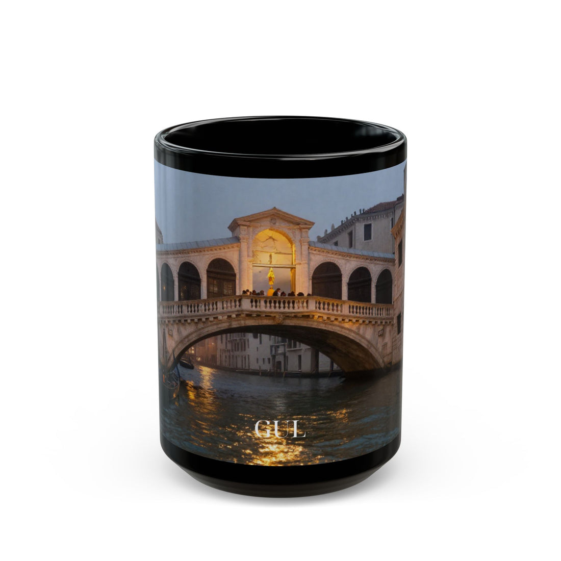 Venice Rialto Bridge Black Photo Mug – Scenic Italy Travel Coffee Cup (11oz/15oz)