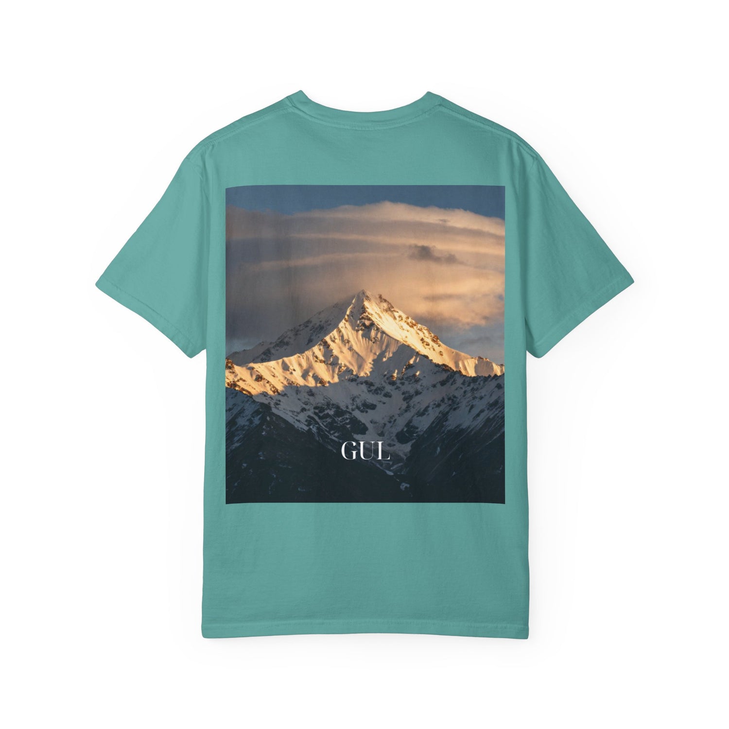 Graphic T-Shirt — Modern Gold Abstract &amp; Mountain Photo Print