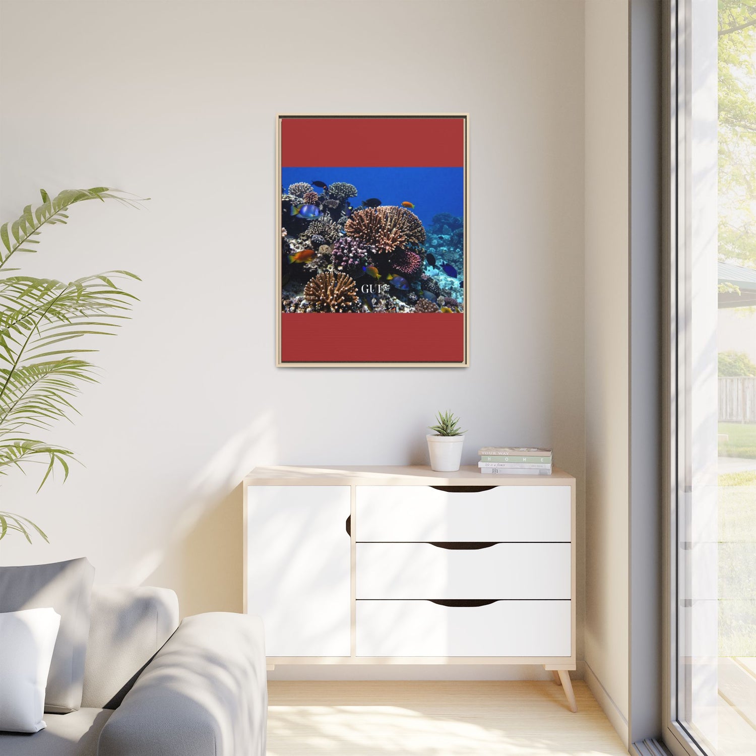 Framed Coral Reef Matte Canvas Wall Art — Tropical Ocean Photography Print