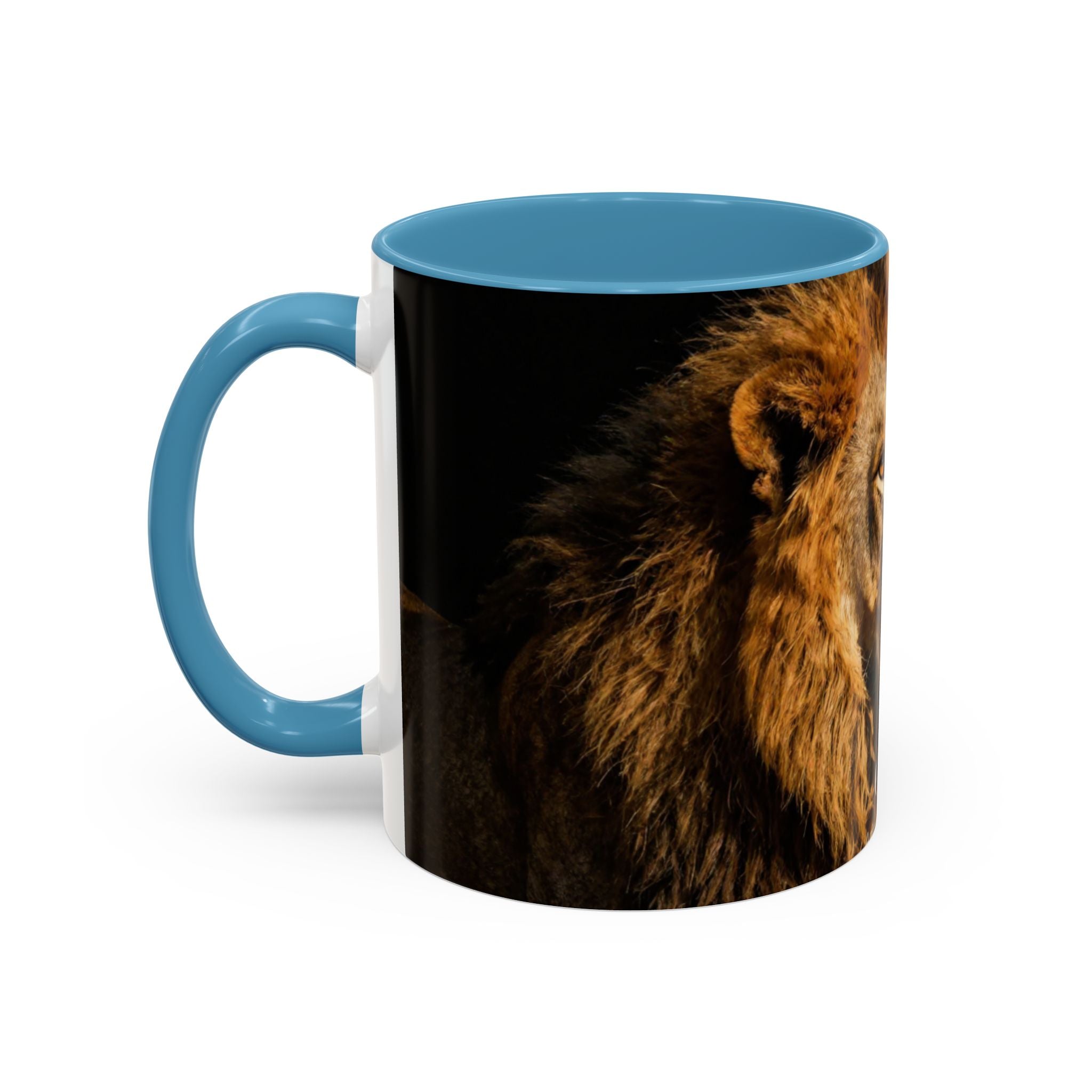 Majestic Lion Accent Coffee Mug — Bold Wildlife Portrait Tea Cup (11/15oz)