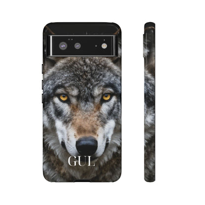 Wolf Eyes Phone Case — Fierce Wildlife iPhone Protective Case with ‘GUL’ Text