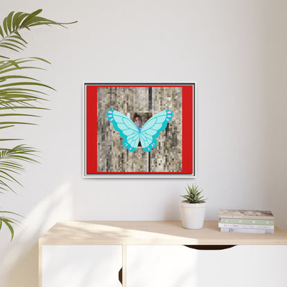 Blue Butterfly Framed Canvas Art – Matte Multi‑Color Wall Print
