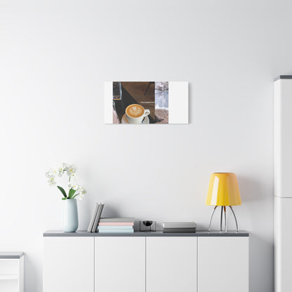 Latte &amp; Landscape Matte Canvas Wall Art — Coffee Shop Photo Collage