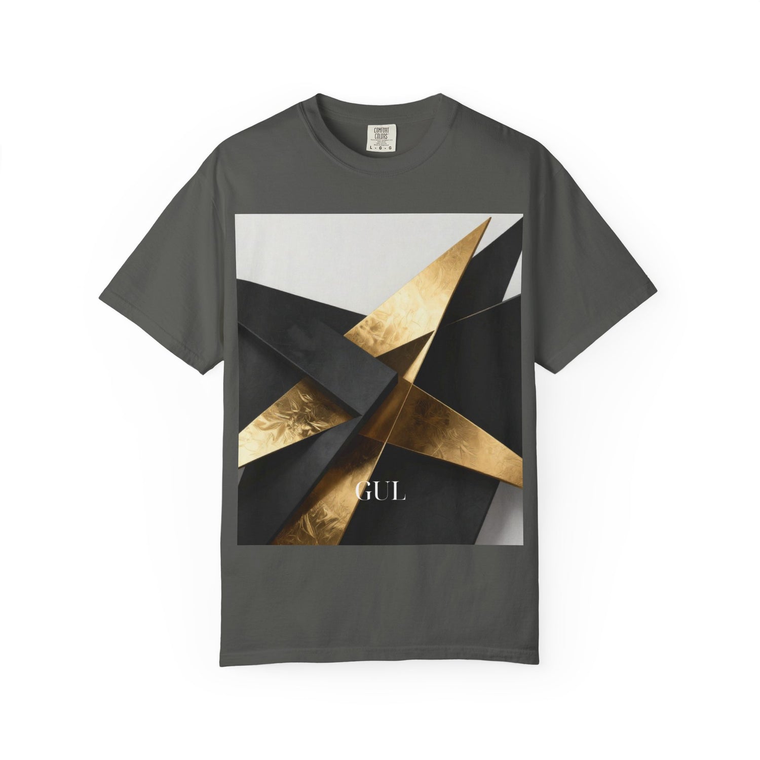 Graphic T-Shirt — Modern Gold Abstract &amp; Mountain Photo Print