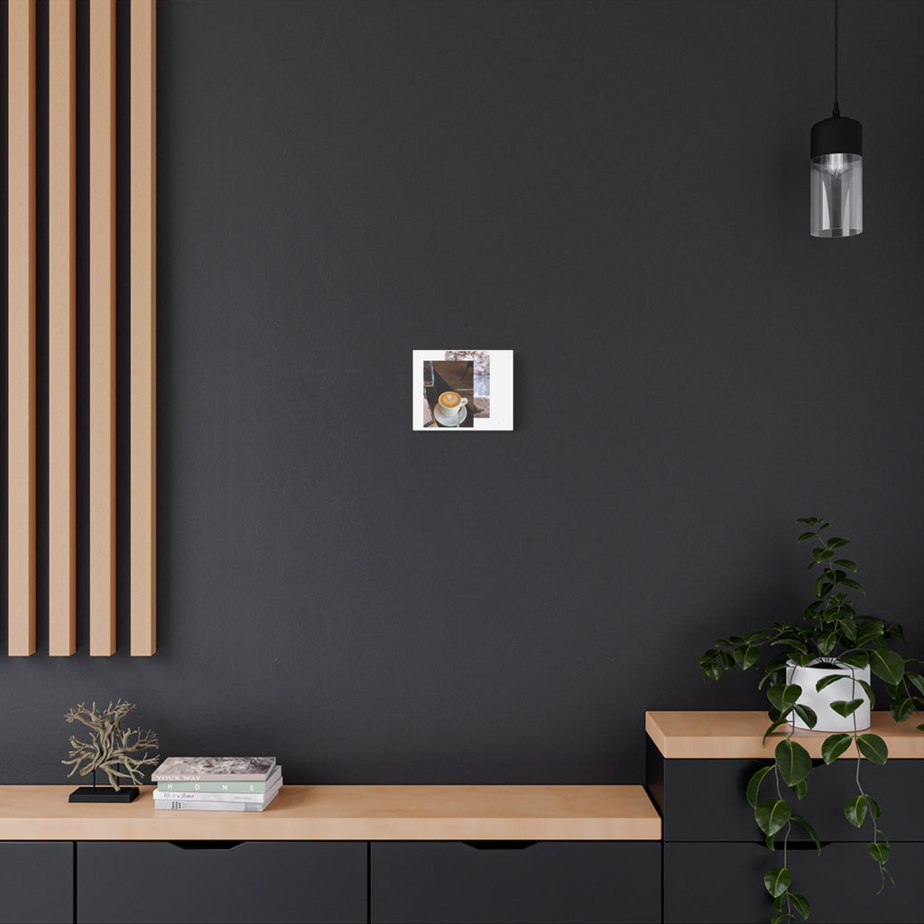 Latte & Landscape Matte Canvas Wall Art — Coffee Shop Photo Print