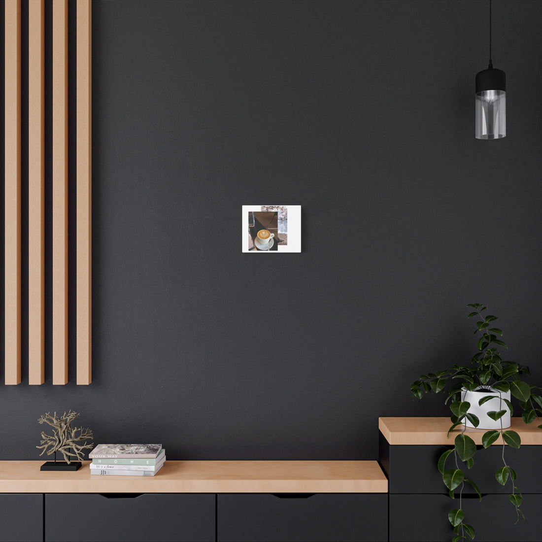 Latte & Landscape Matte Canvas Wall Art — Coffee Shop Photo Print