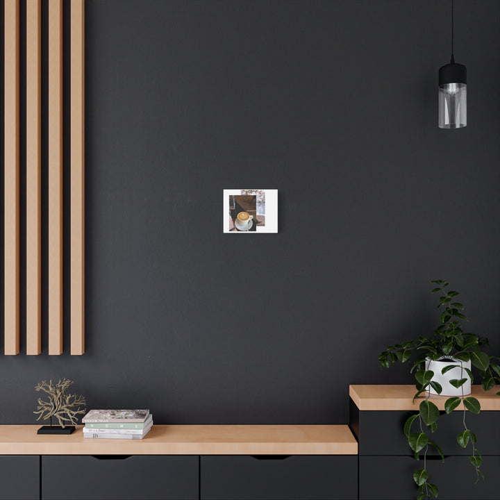 Latte & Landscape Matte Canvas Wall Art — Coffee Shop Photo Print