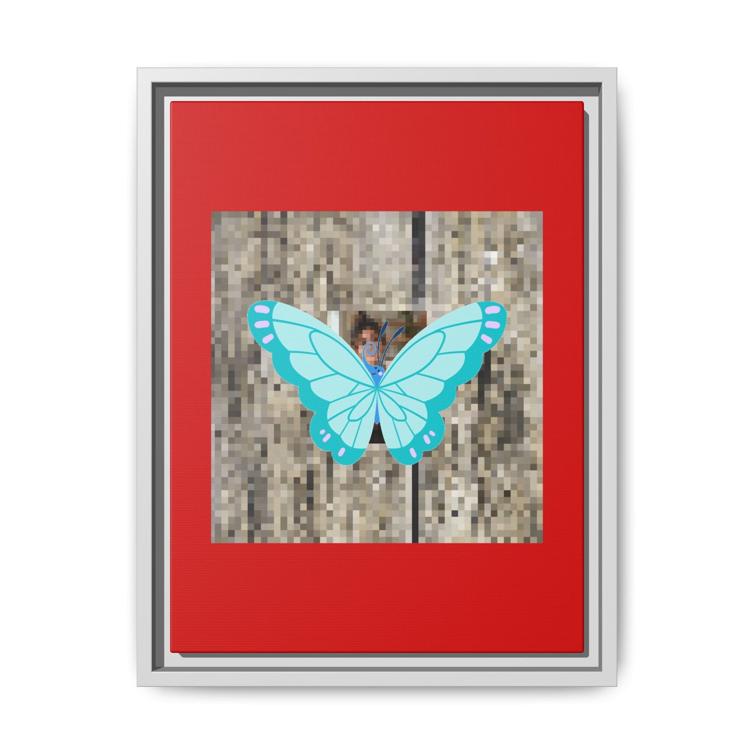 Blue Butterfly Framed Canvas Art – Matte Multi‑Color Wall Print