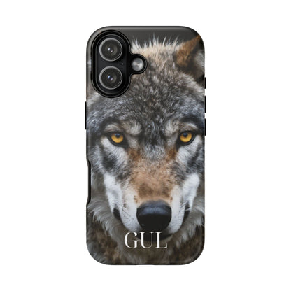 Wolf Eyes Phone Case — Fierce Wildlife iPhone Protective Case with ‘GUL’ Text