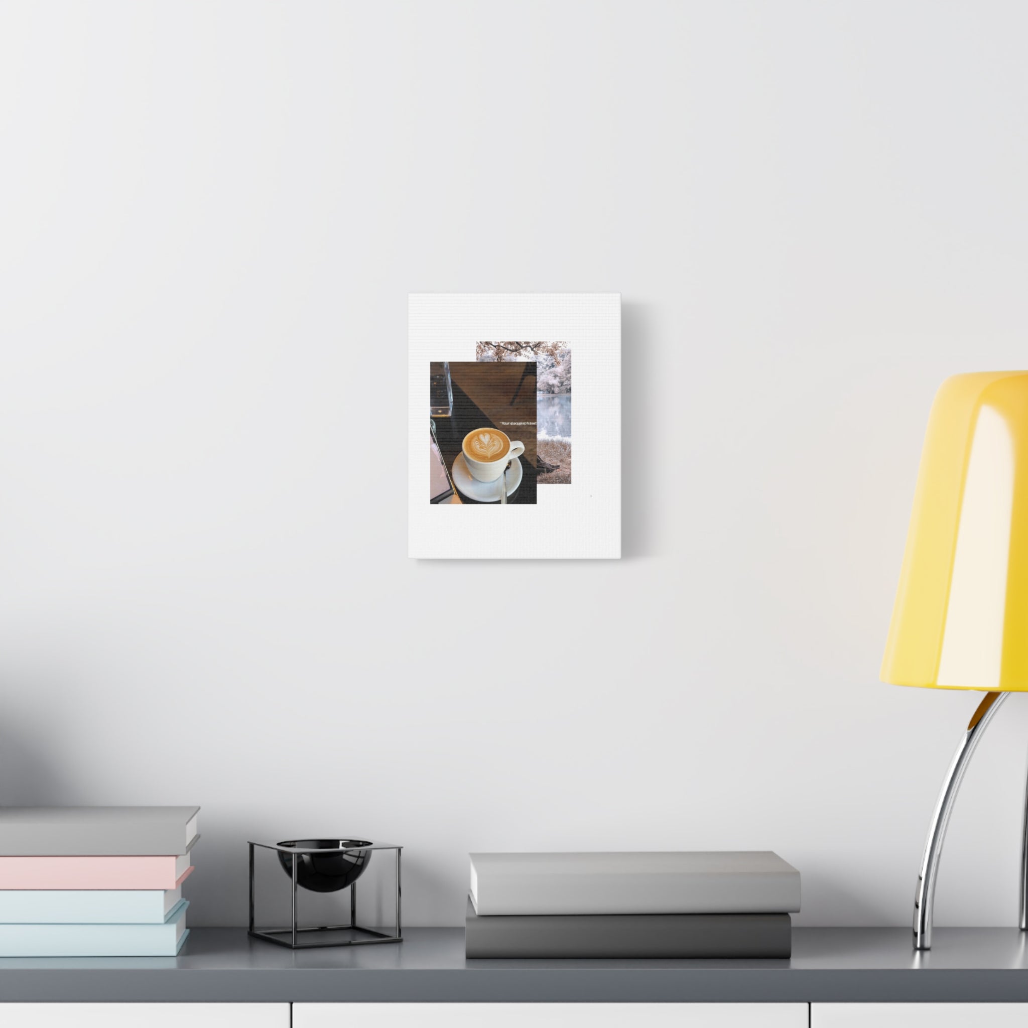 Latte &amp; Landscape Matte Canvas Wall Art — Coffee Shop Photo Collage