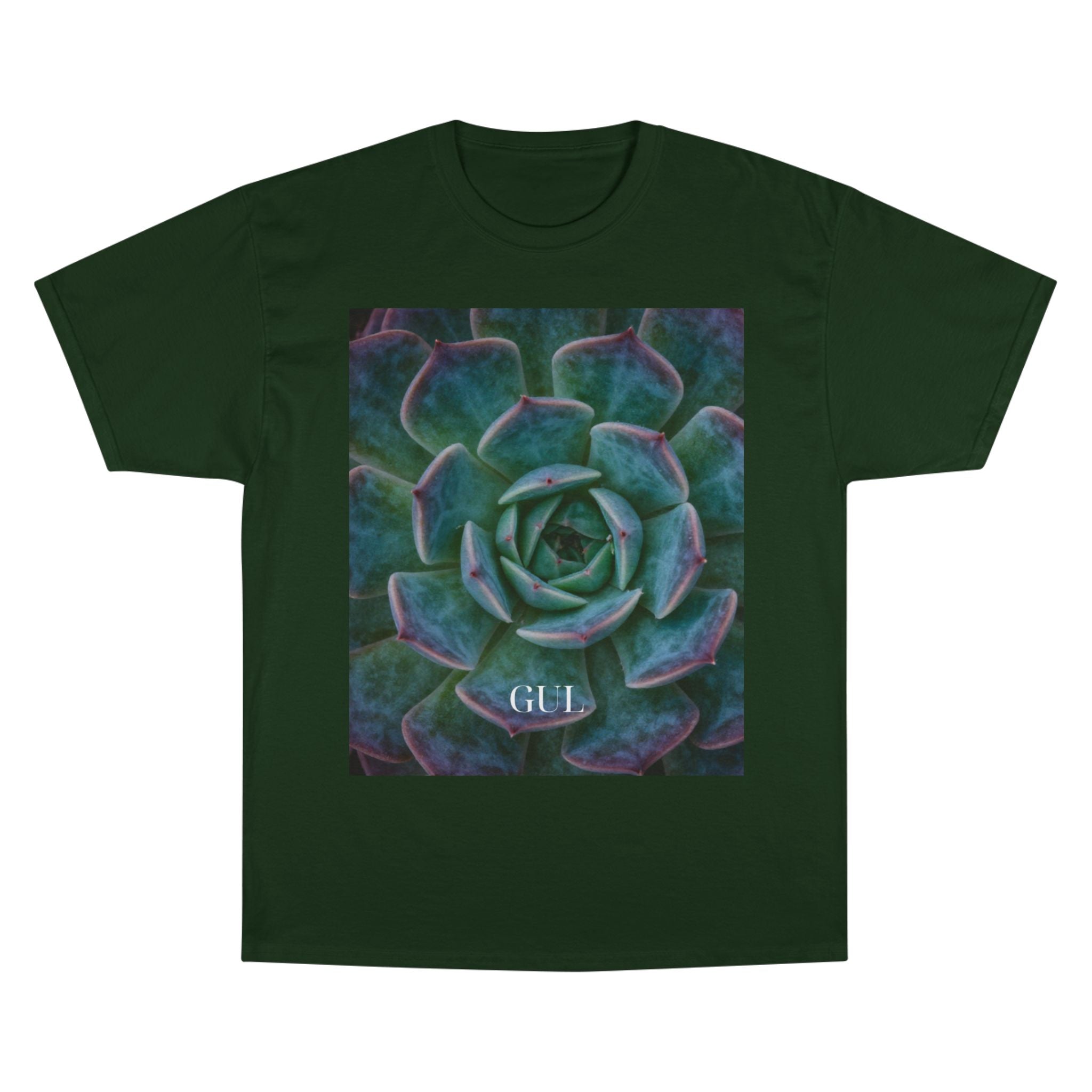 Champion Graphic T‑Shirt — Succulent &amp; Pyramid Photo Print Tee