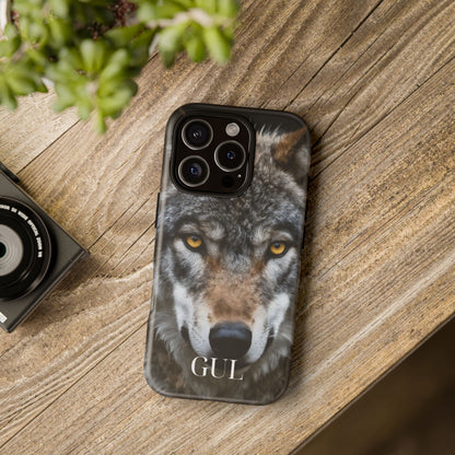 Wolf Eyes Phone Case — Fierce Wildlife iPhone Protective Case with ‘GUL’ Text