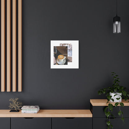 Latte &amp; Landscape Matte Canvas Wall Art — Coffee Shop Photo Collage