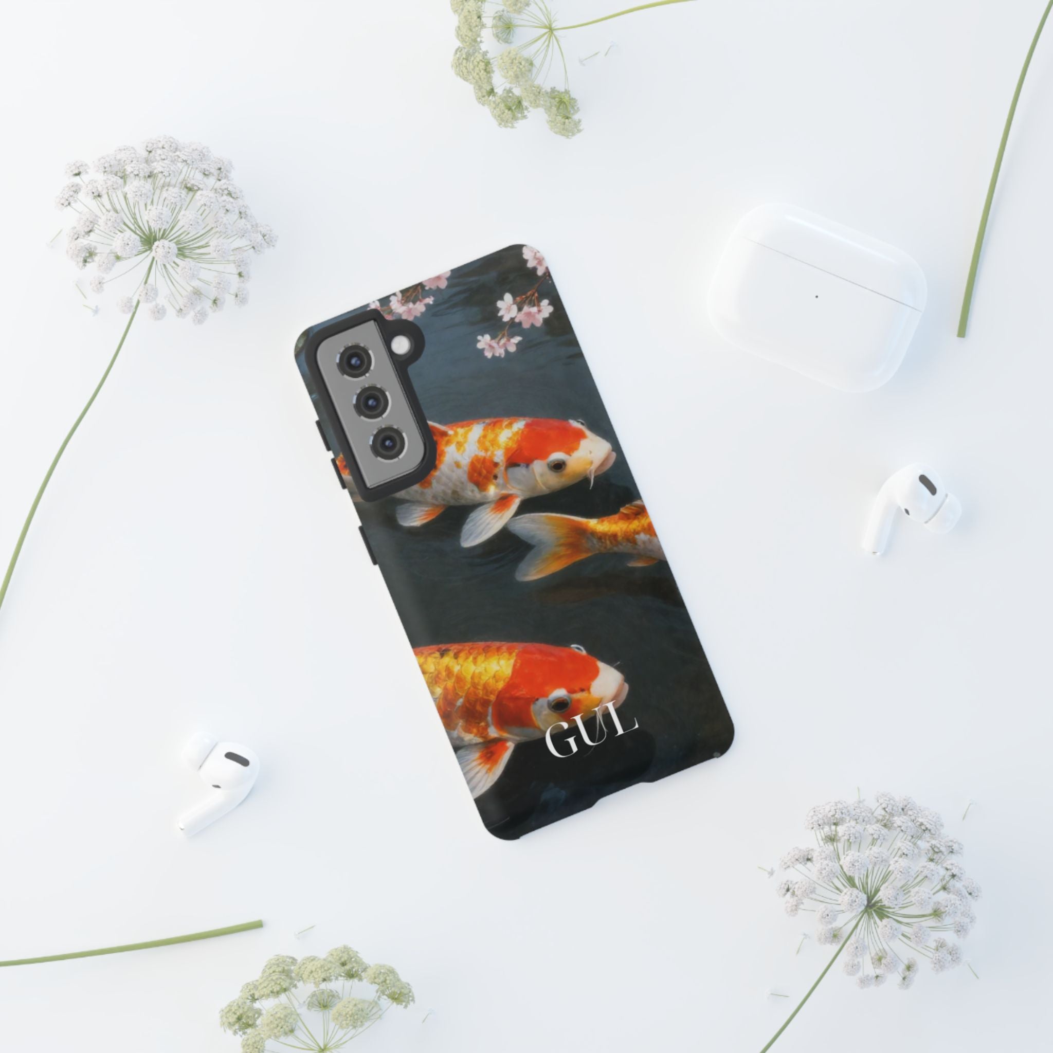 Koi Fish Tough Phone Case — Floral Pond Design