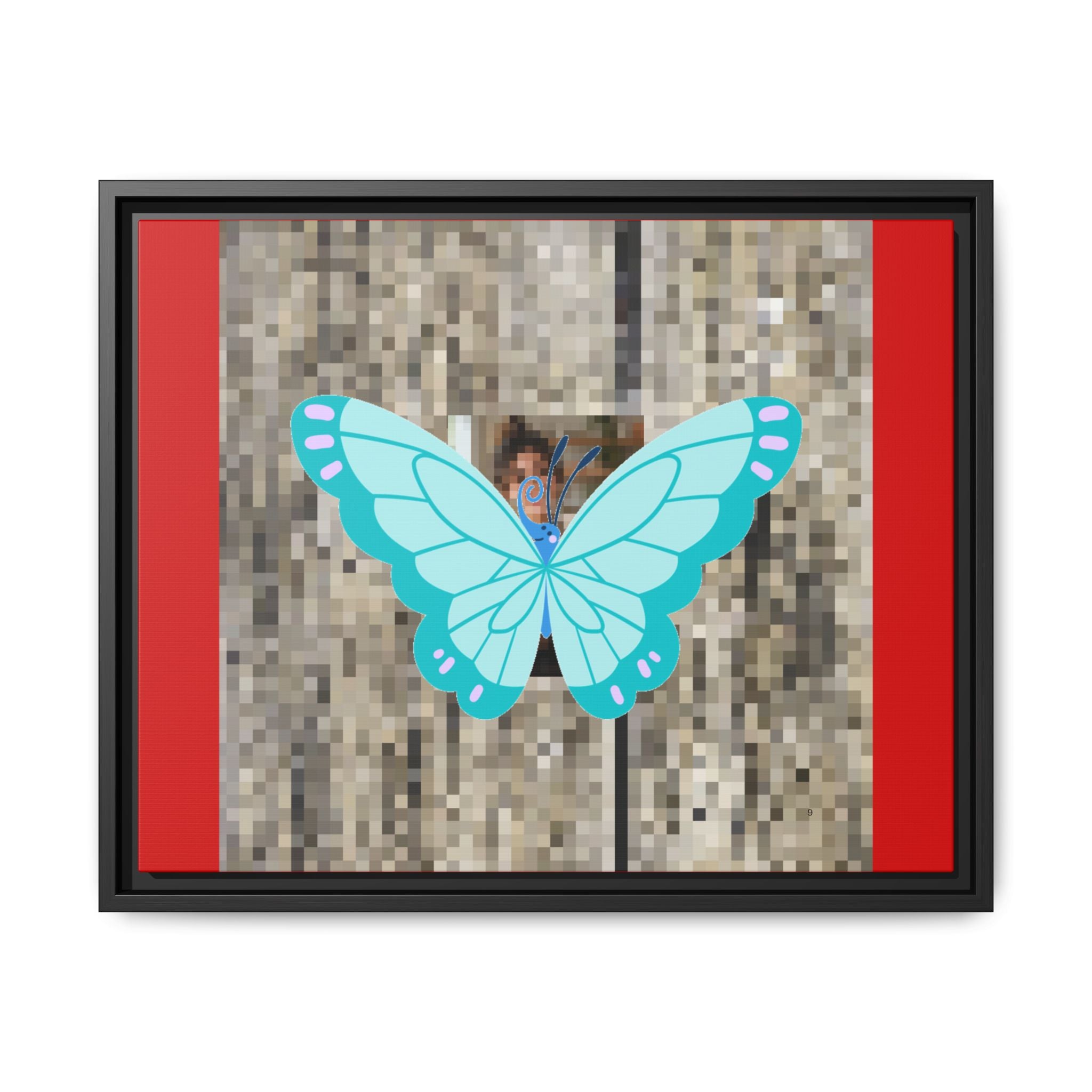 Blue Butterfly Framed Canvas Art – Matte Multi‑Color Wall Print