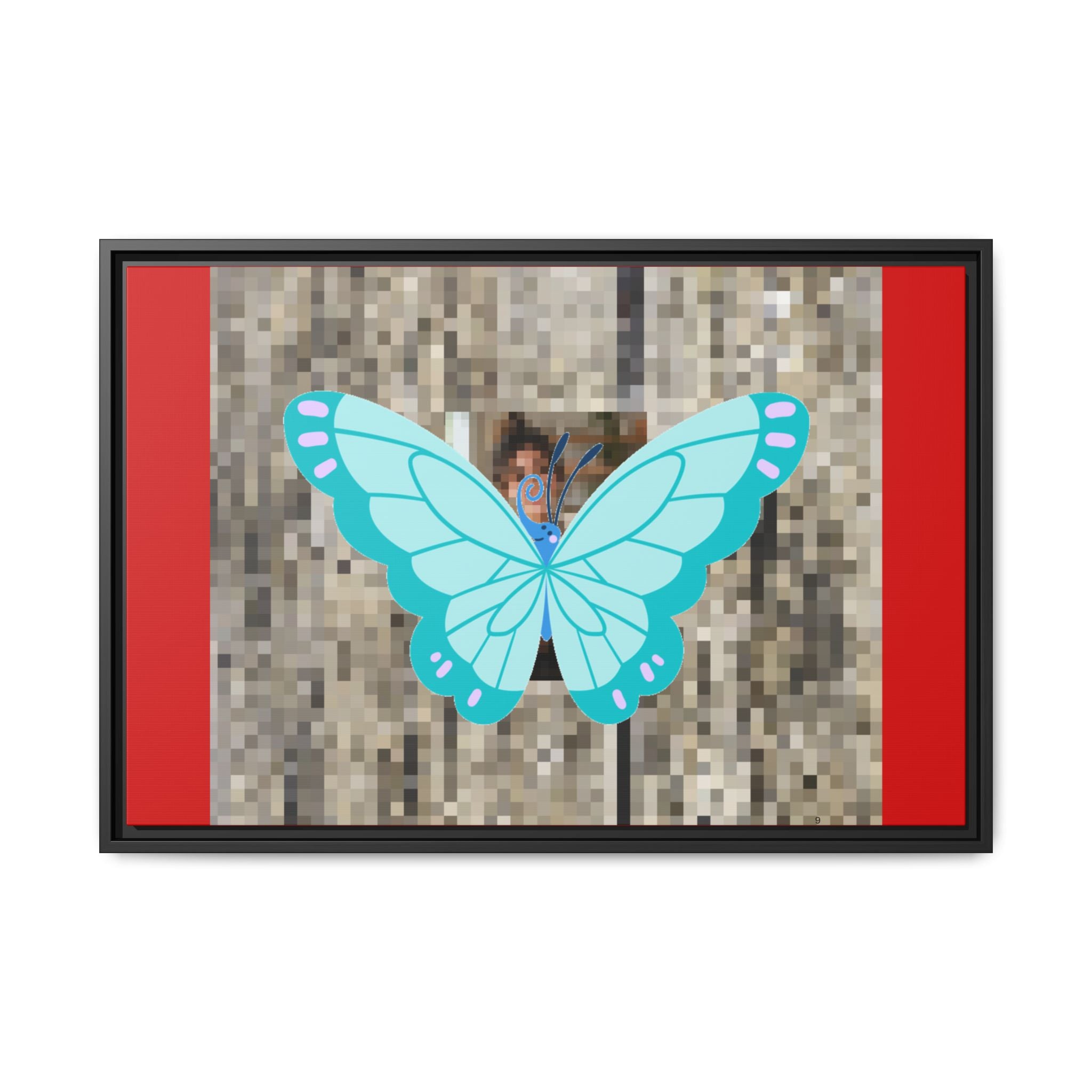 Blue Butterfly Framed Canvas Art – Matte Multi‑Color Wall Print
