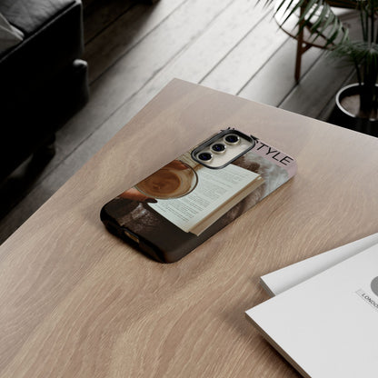 Cozy Reading Phone Case — Coffee &amp; Book Protective Cover