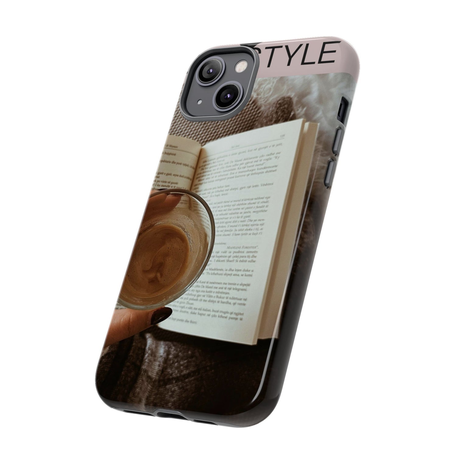Cozy Reading Phone Case — Coffee &amp; Book Protective Cover
