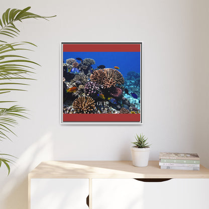 Framed Coral Reef Matte Canvas Wall Art — Tropical Ocean Photography Print