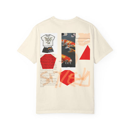 Graphic T-Shirt — Playful Koi &amp; Vase Collage Tee (OVASTYLE Brand)