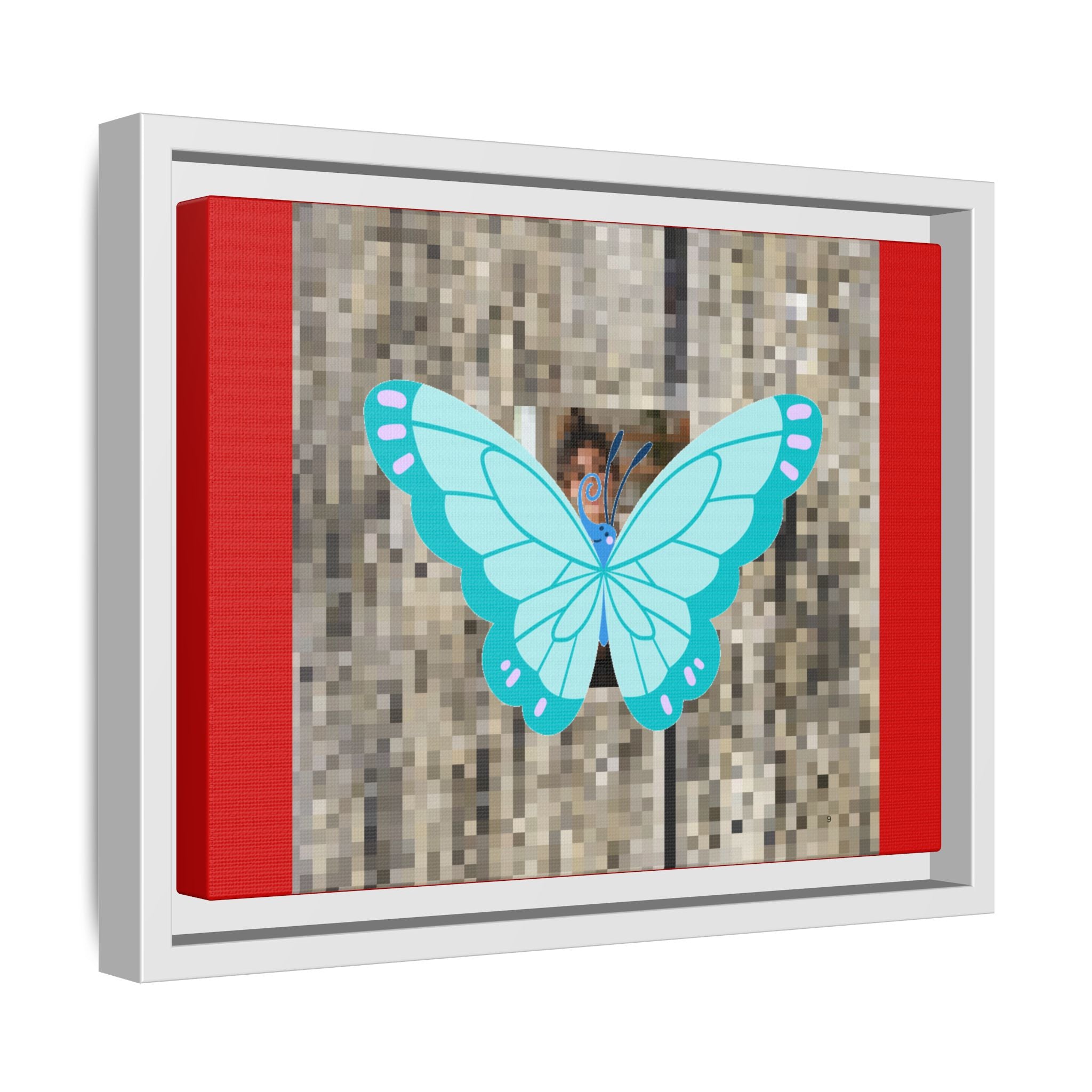 Blue Butterfly Framed Canvas Art – Matte Multi‑Color Wall Print