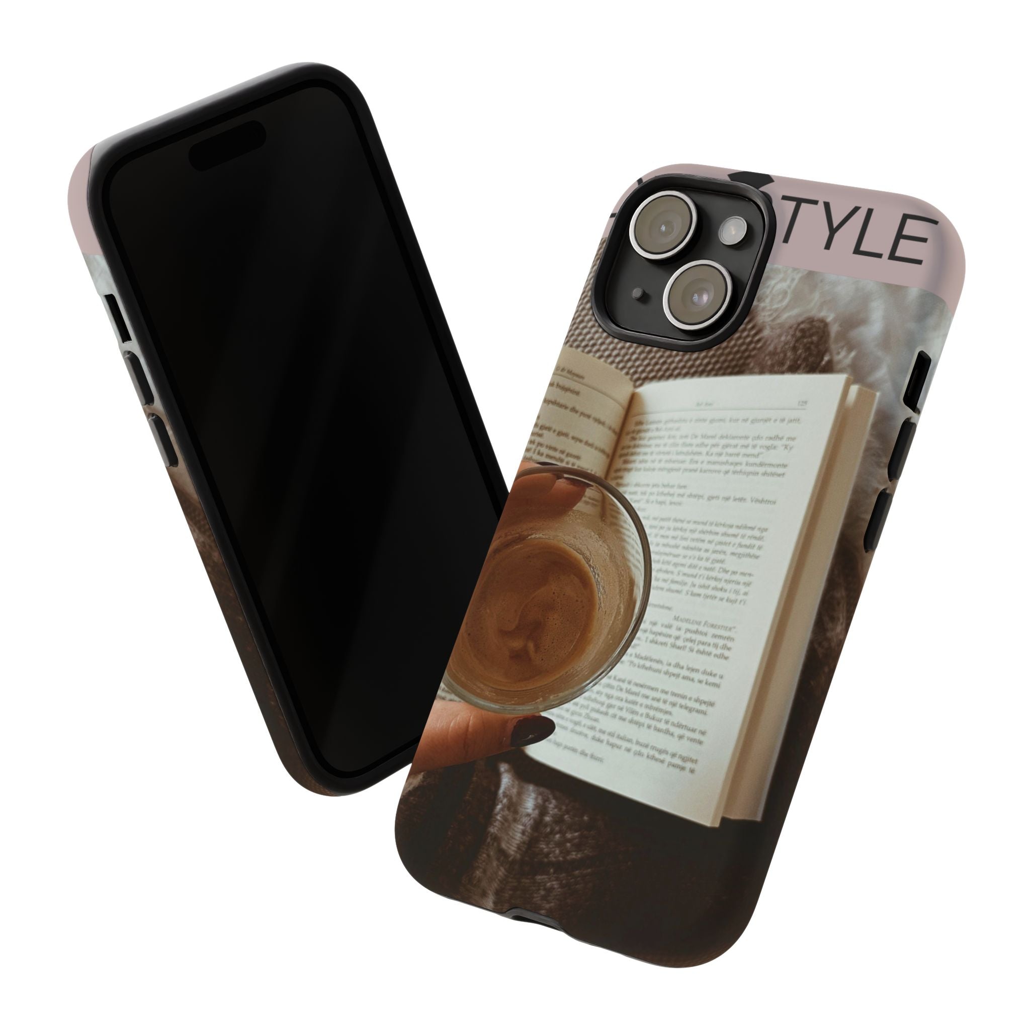 Cozy Reading Phone Case — Coffee &amp; Book Protective Cover