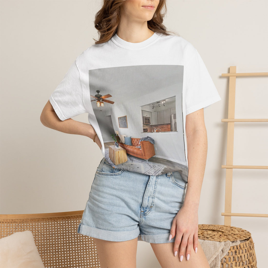 Custom Logo T-Shirt | Cosy Living Room Interior Design Graphic Tee