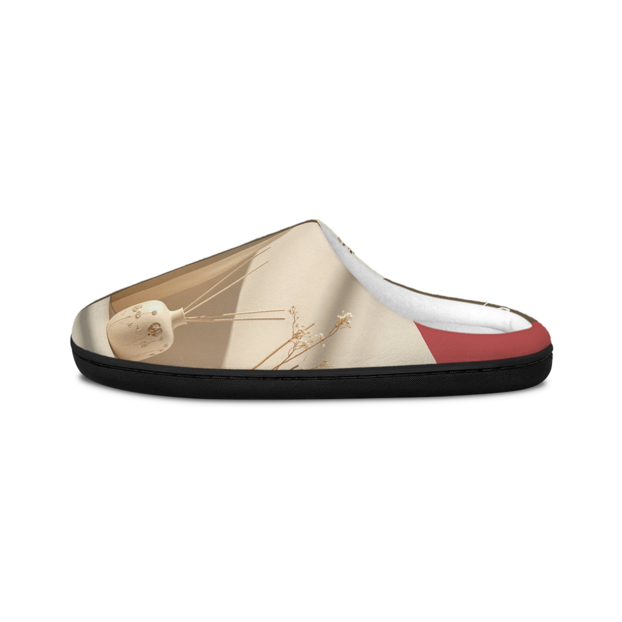 Cozy Beige Home Slippers for Men — Neutral Lifestyle Print
