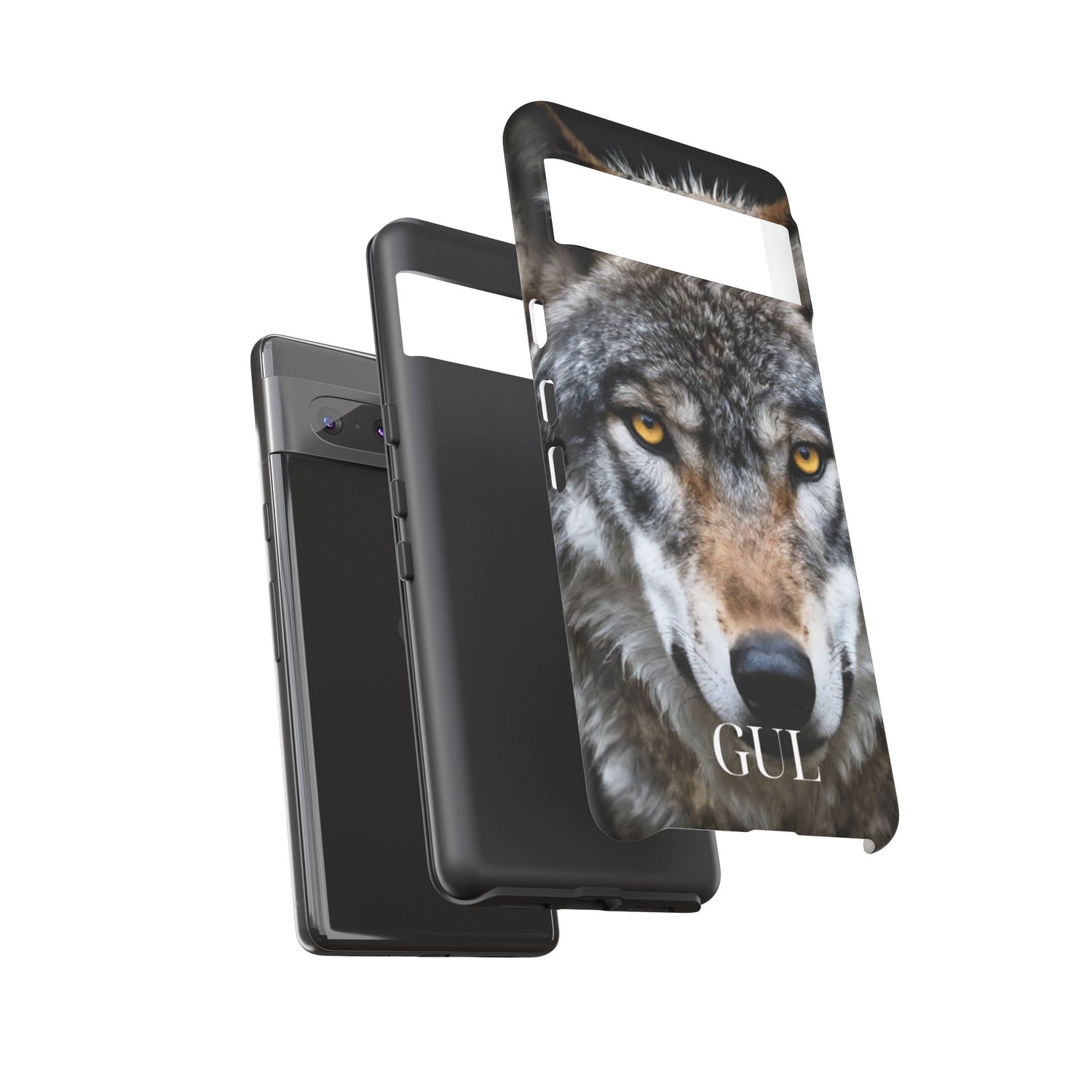 Wolf Eyes Phone Case — Fierce Wildlife iPhone Protective Case with ‘GUL’ Text