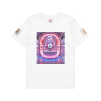 Neon Shop Icon T-Shirt — Colorful Gradient Shopping Bag Design