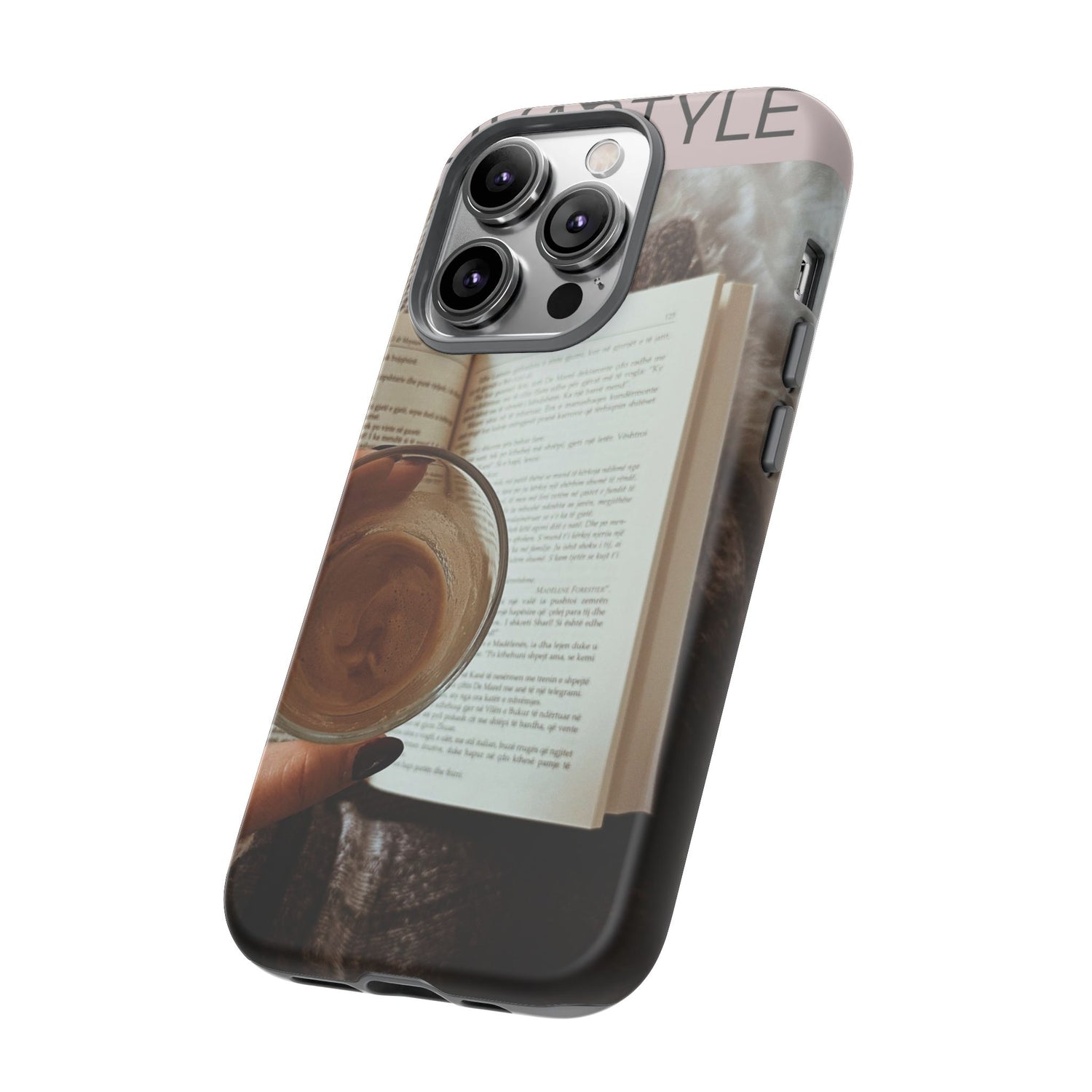 Cozy Reading Phone Case — Coffee &amp; Book Protective Cover