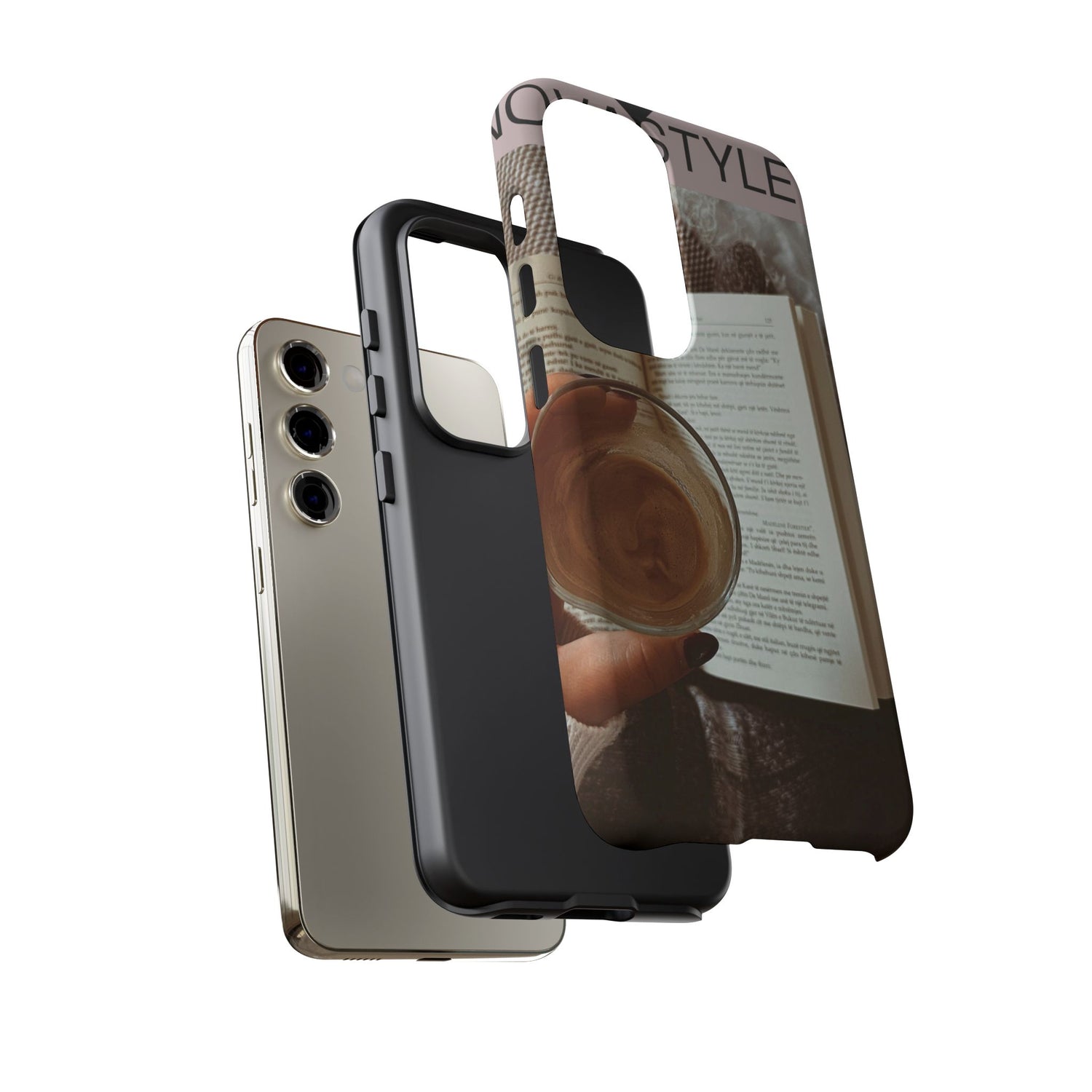 Cozy Reading Phone Case — Coffee &amp; Book Protective Cover