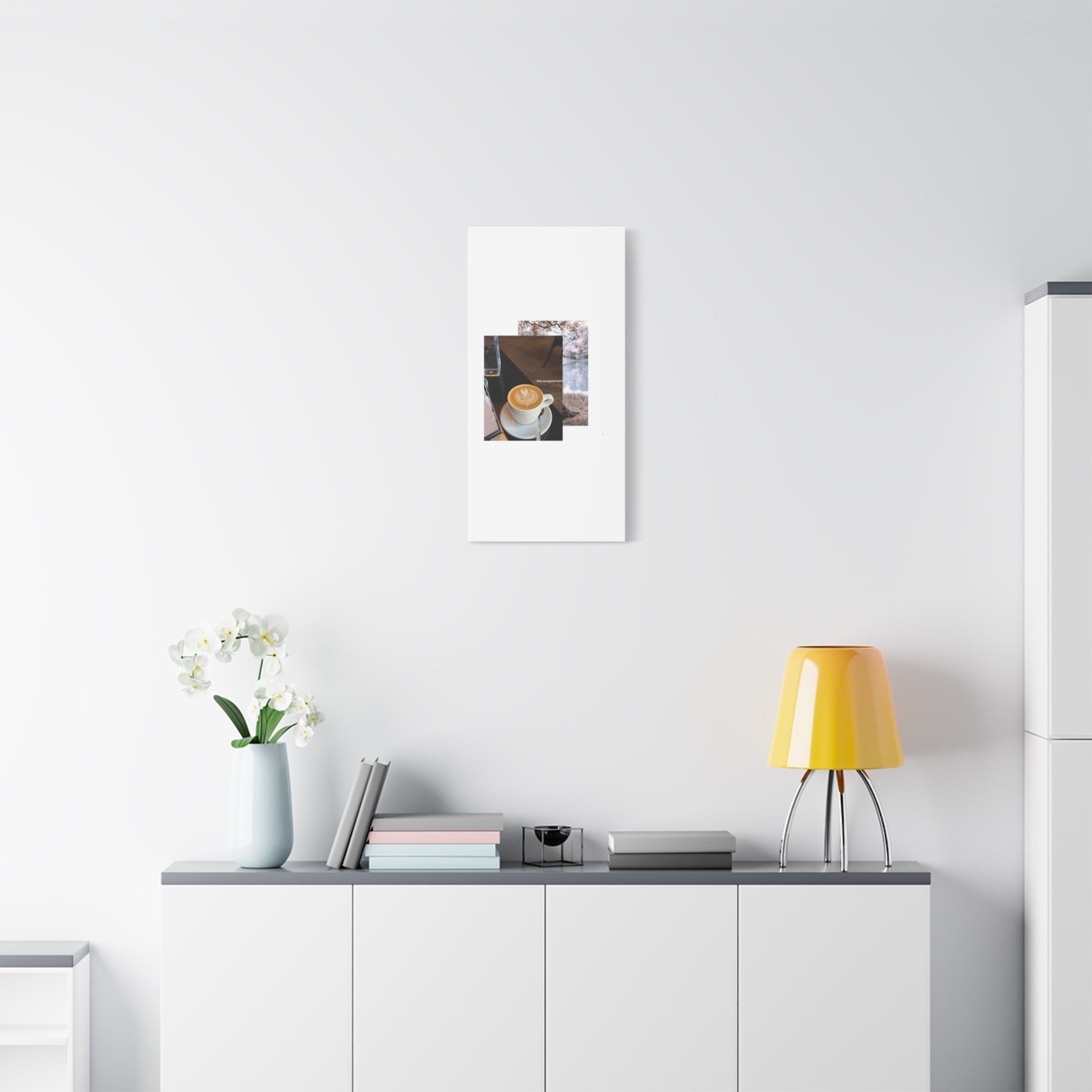Latte &amp; Landscape Matte Canvas Wall Art — Coffee Shop Photo Collage