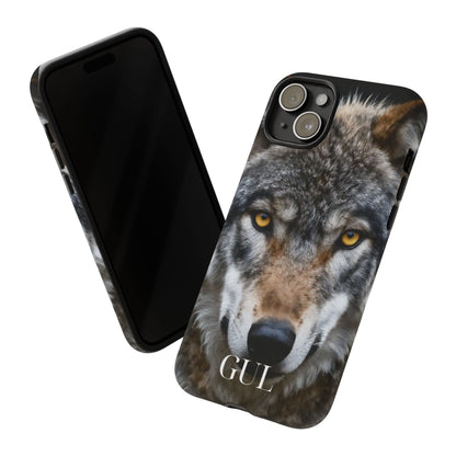 Wolf Eyes Phone Case — Fierce Wildlife iPhone Protective Case with ‘GUL’ Text