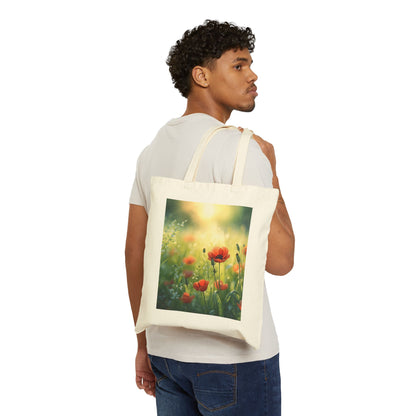 Canvas Tote Bag — Seaside Gull &amp; Sunlit Poppies Art Prints