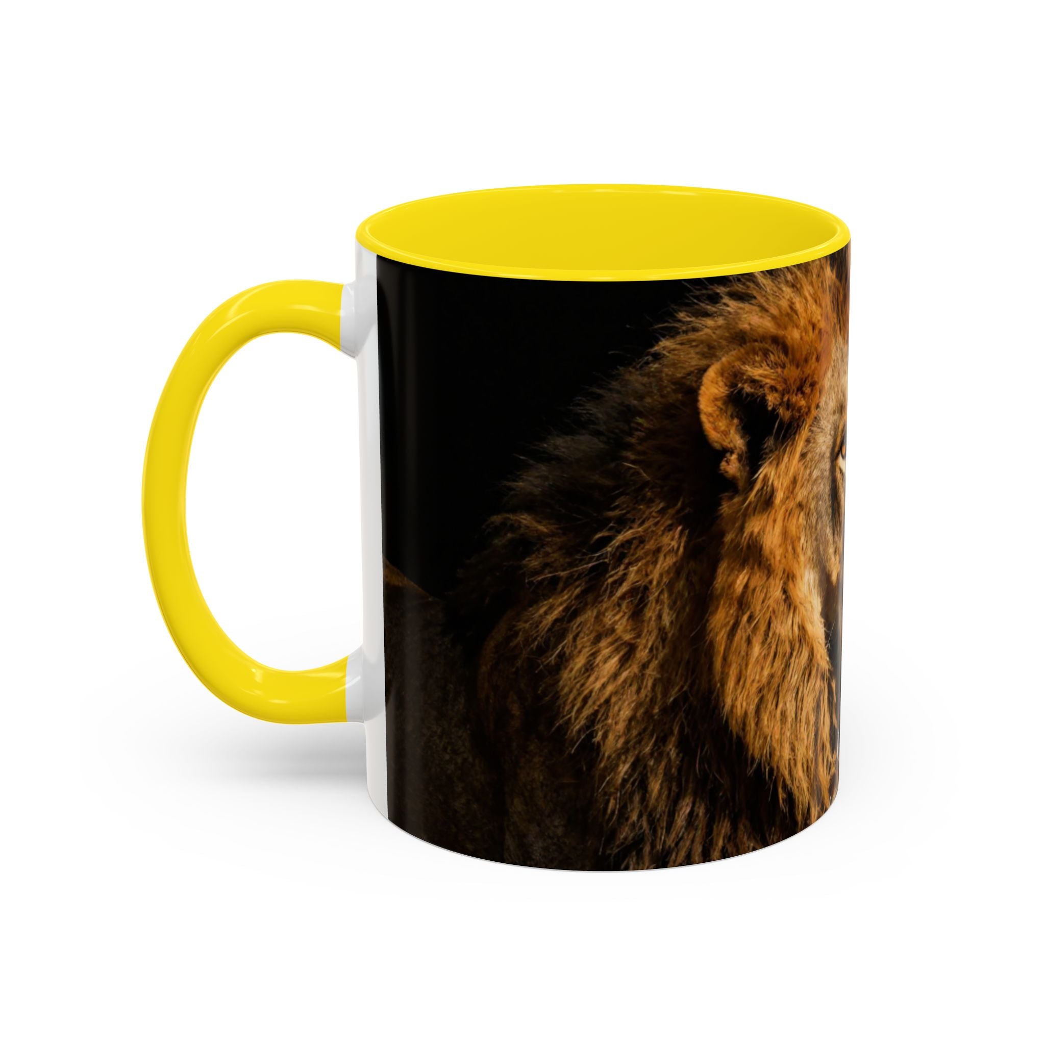 Majestic Lion Accent Coffee Mug — Bold Wildlife Portrait Tea Cup (11/15oz)